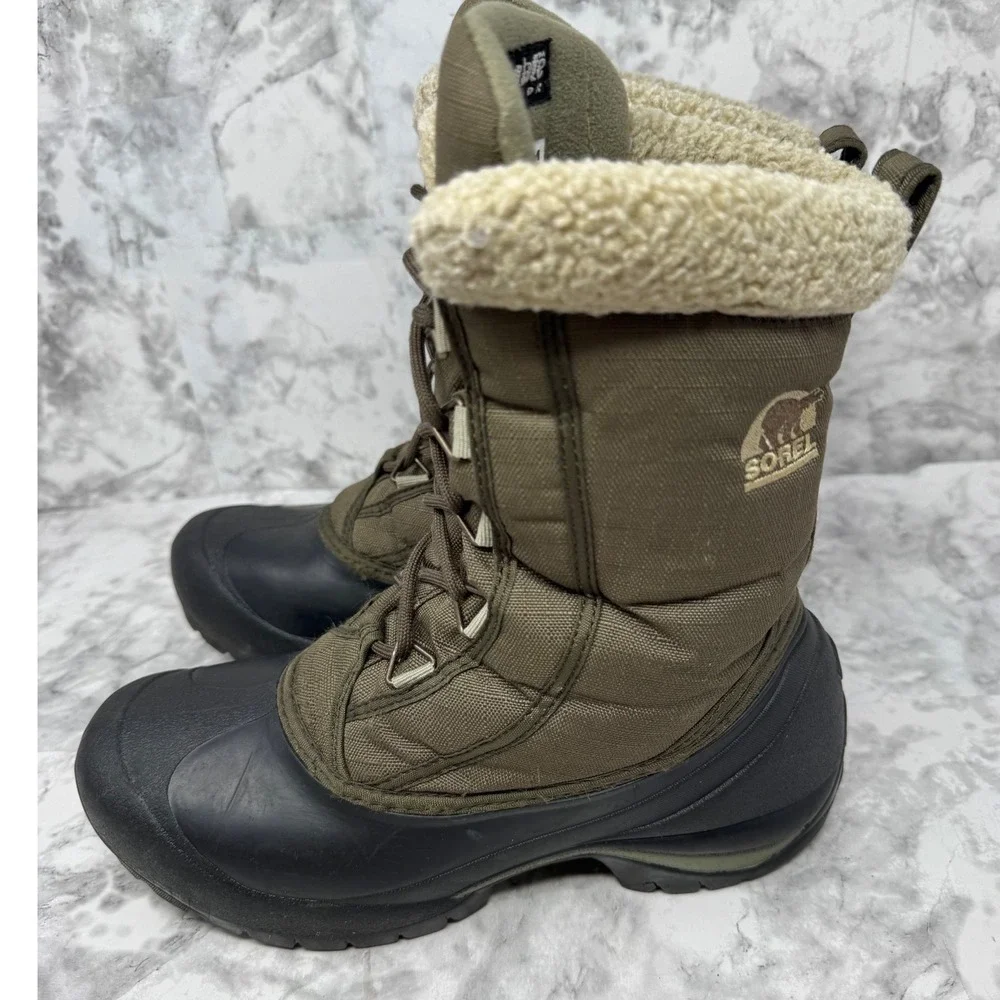 Sorel Cumberland waterproof 8.5 Winter Boots Olive Green Thinsulate Snow NL1436